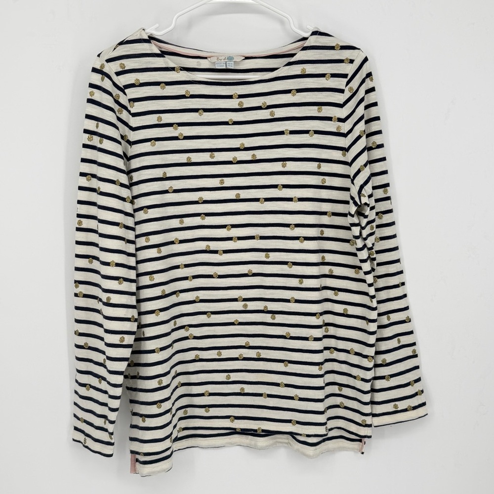 Boden Navy Blue Stripes with Gold Fleck Pattern